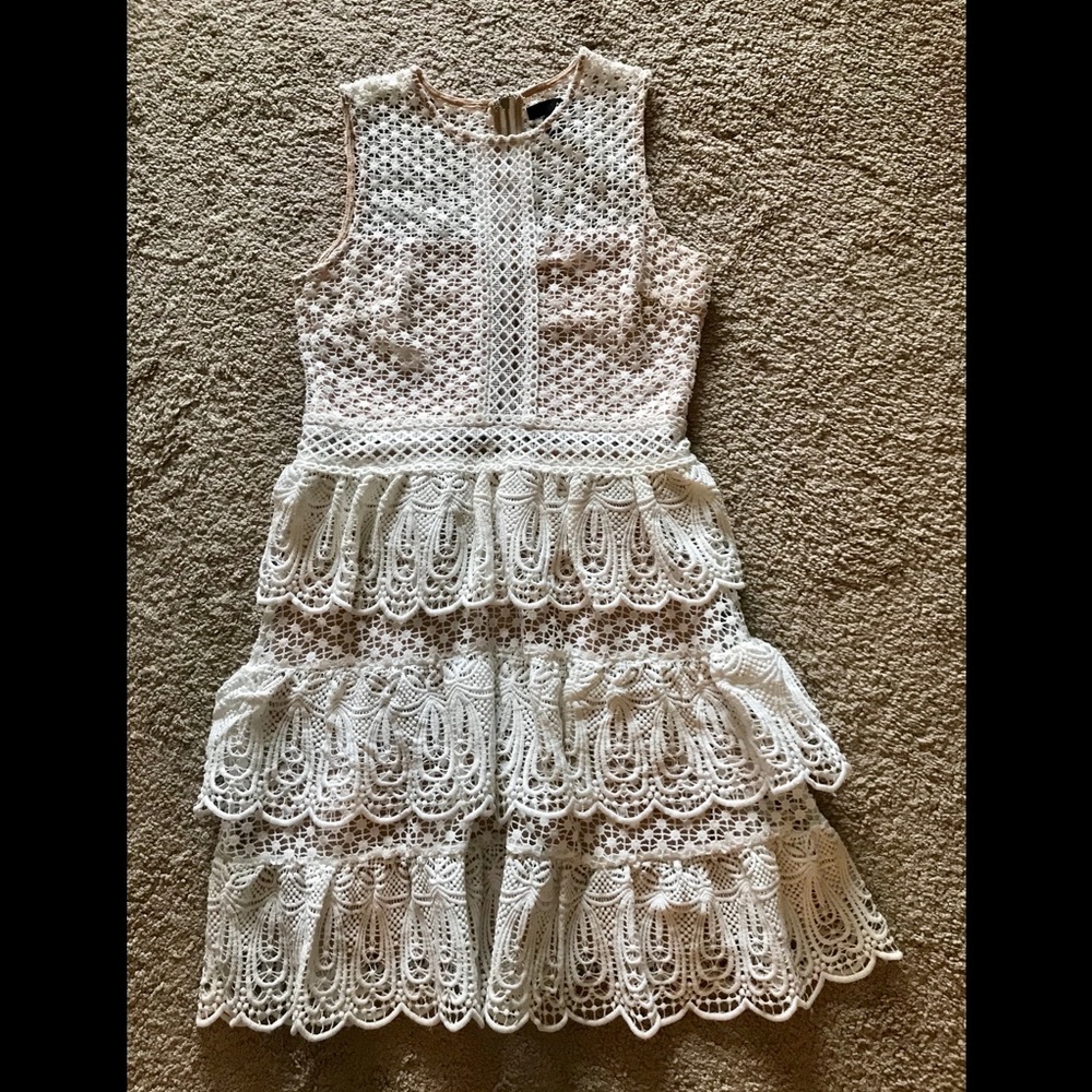 AQUA - Crochet lace tiered dress